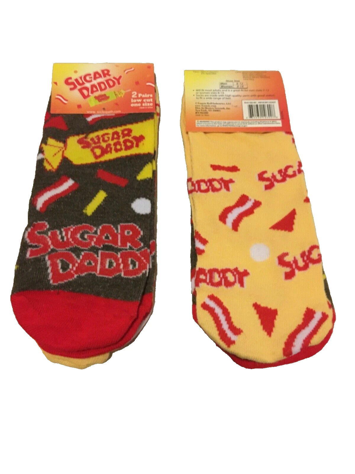 2 Pair Sugar Daddy Carmel Candy Adult Unisex Novelty Low Cut Socks One Size