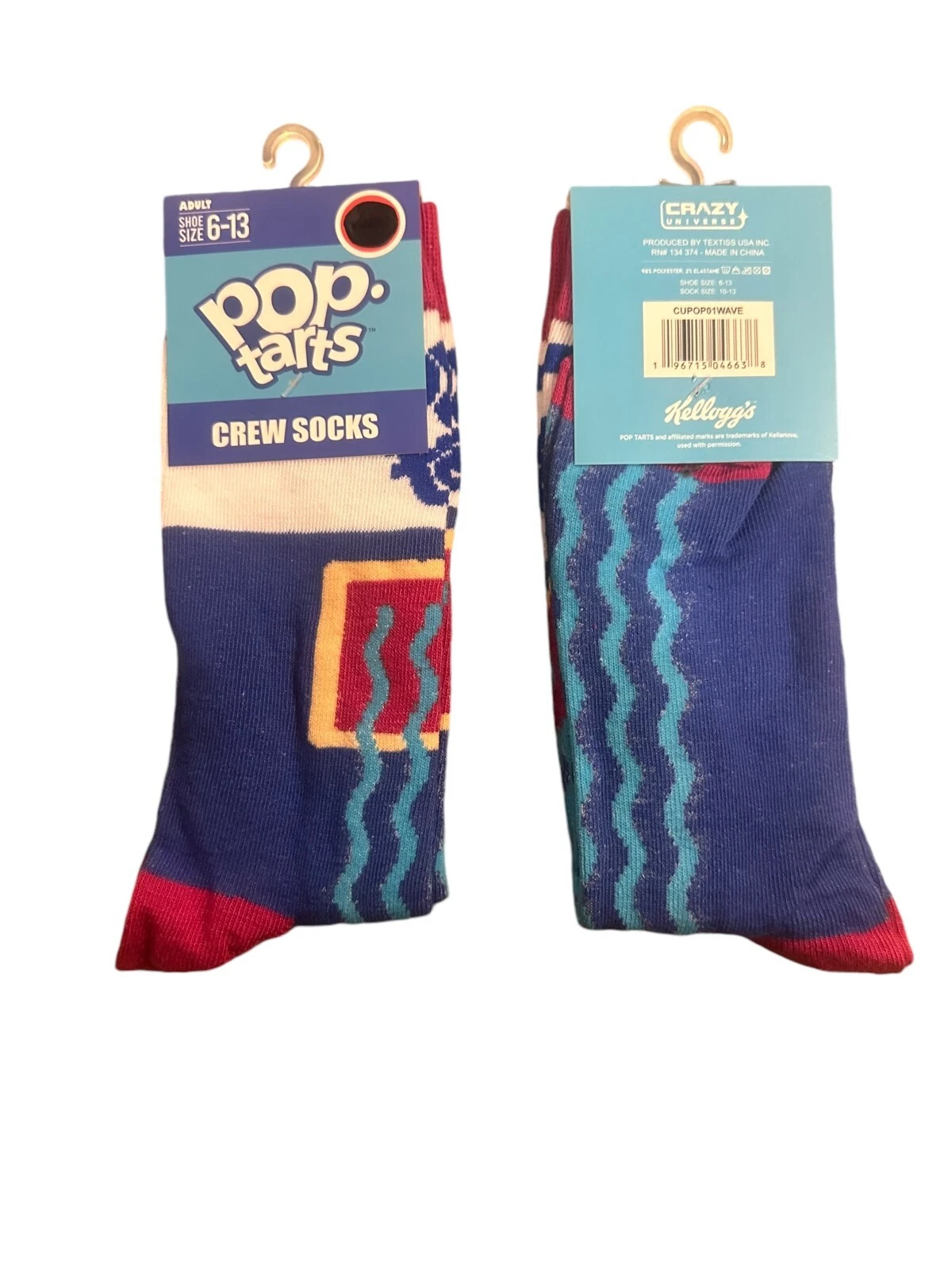 Kellogg's POP-TARTS Adult Unisex Novelty Crew Socks Size 6-13