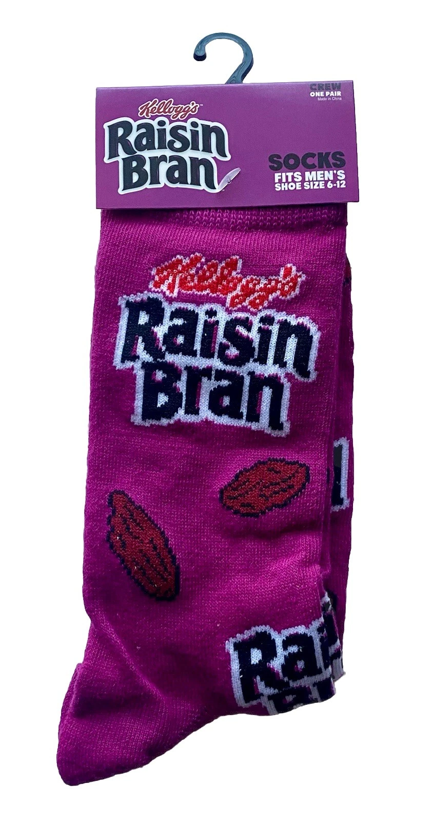 KELLOGGS RAISIN BRAN Adult Mens Novelty Crew Socks Size 6-12