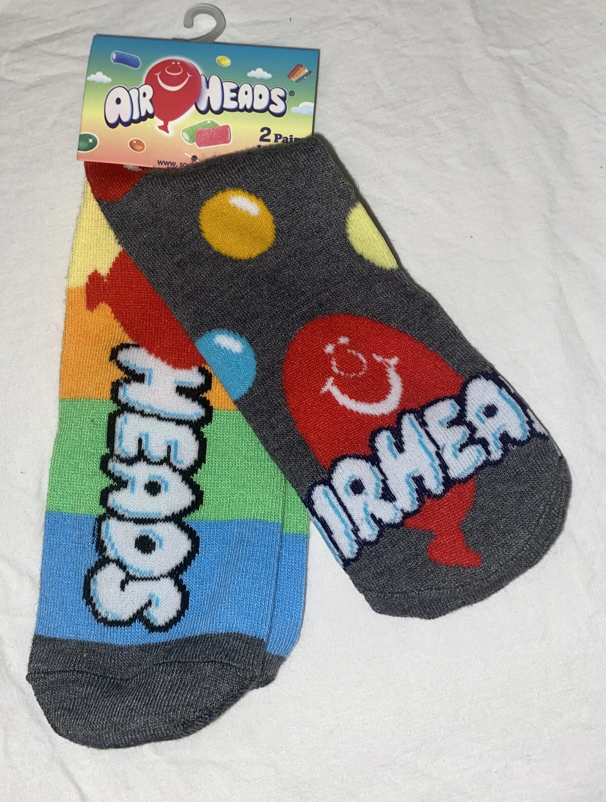 2 Pair AIRHEADS Candy Adult Unisex Novelty Low Cut Socks One Size