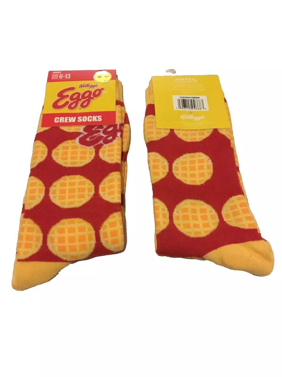 Kellogg's Eggo Waffles Adult Unisex Novelty Crew Socks Size 6-13