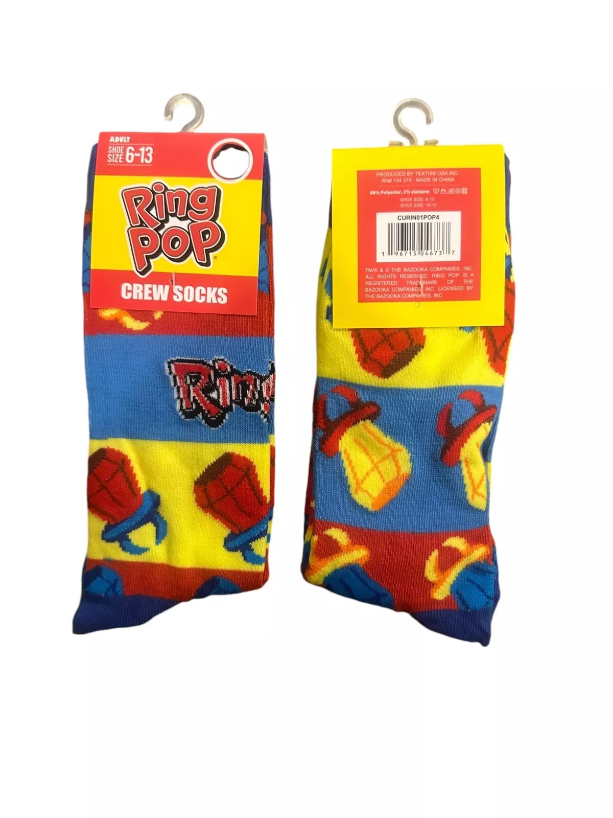 Ring Pop Candy Adult Unisex Novelty Crew Socks Size 6-13