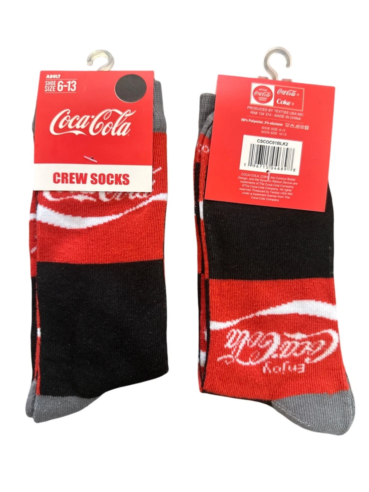 Cola Cola Soda Pop Adult Unisex Novelty Crew Socks Size 6-13