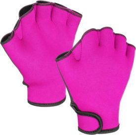 FitsT4 Sports Aqua Gloves Webbed Paddle Swim Gloves Fitness Water Aerobics (Hot Pink)