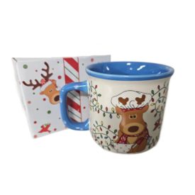 Temptations by Tara Winter Whimsey Reindeer Chef Coffee/Tea Mug 16 oz (Blue)