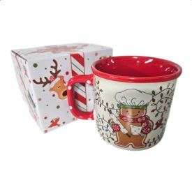 Temptations by Tara Winter Whimsey Gingerbread Man Chef Coffee/Tea Mug 16 oz (Red)