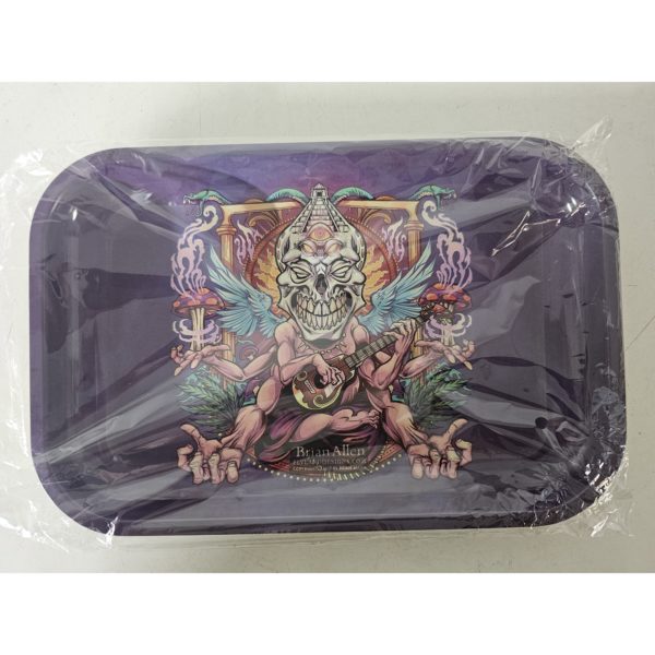 Brian Allen Mayan Guitar Skull Rolling Tray - 11 x 7 Inch