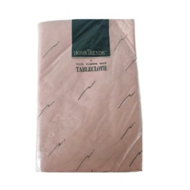 Home Trends Solid Pink Vinyl Flannel Back Tablecloth 52 x 70 Inch Oval