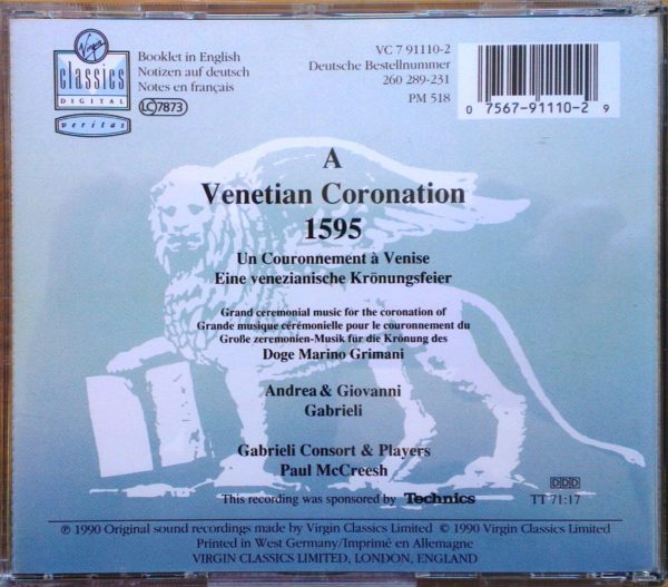 A Venetian Coronation 1595 (Music CD)