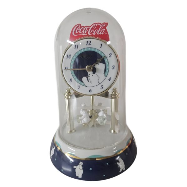 2001 Coca-Cola Anniversary Clock Dome Polar Bear Porcelain Base & Dial CCM47