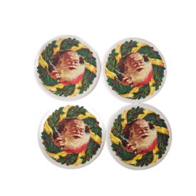 Rare Coca Cola Sundblom Santa In Wreath Stoneware Coasters Set of 4