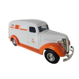 Vintage 1993 ERTL Toys 1938 Chevy Panel Truck Die-cast Bank 1:25 Scale (White/Orange)