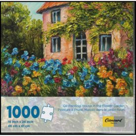 Concord Puzzle Co "House In The Flower Garden" Oil Painting 1000 Pc Art Puzzle