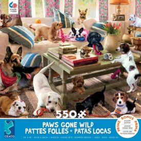 Ceaco "Paws Gone Wild" Living Room Rompers Dogs 550 Piece Jigsaw Puzzle